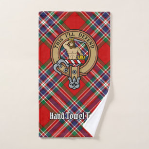 Clan MacFarlane Crest over Red Tartan Bath Towel Set
