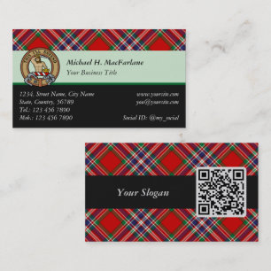 Clan MacFarlane Crest over Red Tartan Business Card