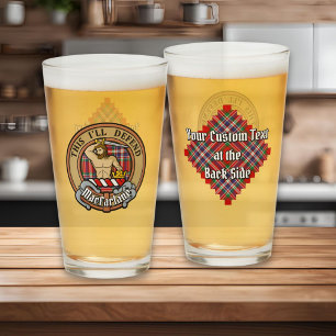 Clan MacFarlane Crest over Red Tartan Glass