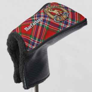 Clan MacFarlane Crest over Red Tartan Golf Head Cover