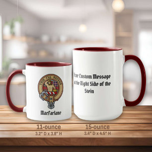 Clan MacFarlane Crest over Red Tartan Mug