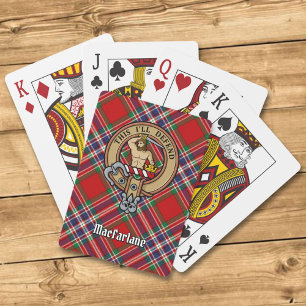 Clan MacFarlane Crest over Red Tartan Playing Cards