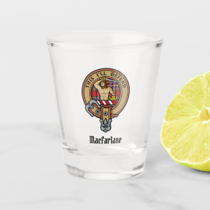 Clan MacFarlane Crest over Red Tartan Shot Glass