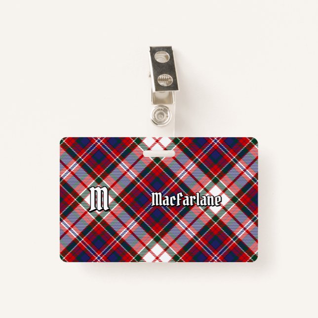 Clan MacFarlane Dress Tartan ID Badge (Front with Clip)
