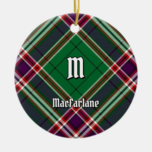 Clan MacFarlane Modern Hunting Tartan Ceramic Tree Decoration (Front)