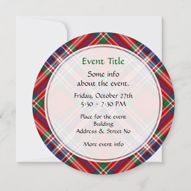 Clan MacFarlane Red Tartan Invitation (Back)