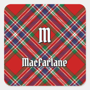 Clan MacFarlane Red Tartan Square Sticker