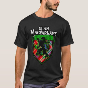 Clan Macfarlane Surname Scottish Tartan Lion Rampa T-Shirt