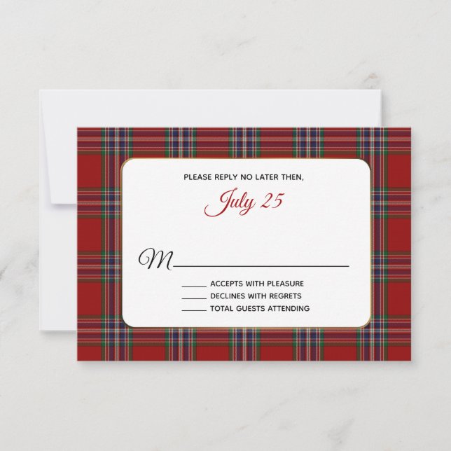 Clan MacFarlane Tartan Plaid Wedding RSVP Card (Front)
