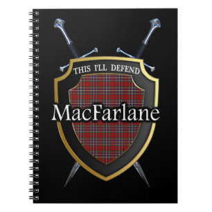 Clan MacFarlane Tartan Shield & Swords Spiral Notebook