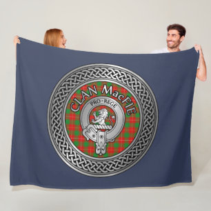 Clan MacFie Crest & Tartan Knot Fleece Blanket