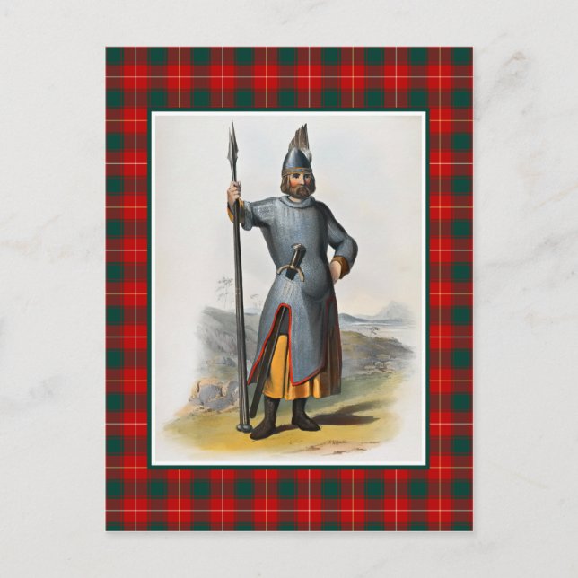 Clan MacFie Vintage Illustration Tartan Frame Postcard (Front)