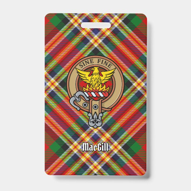 Clan MacGill Crest over Tartan ID Badge (Front)