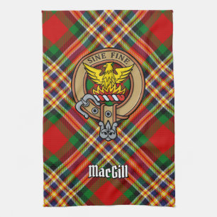 Clan MacGill Crest over Tartan Kitchen Towel