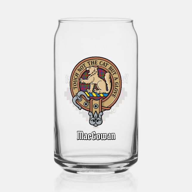 Clan MacGowan Crest over Tartan Can Glass (Front)