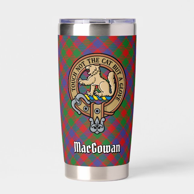 Clan MacGowan Crest over Tartan Insulated Tumbler (Front)