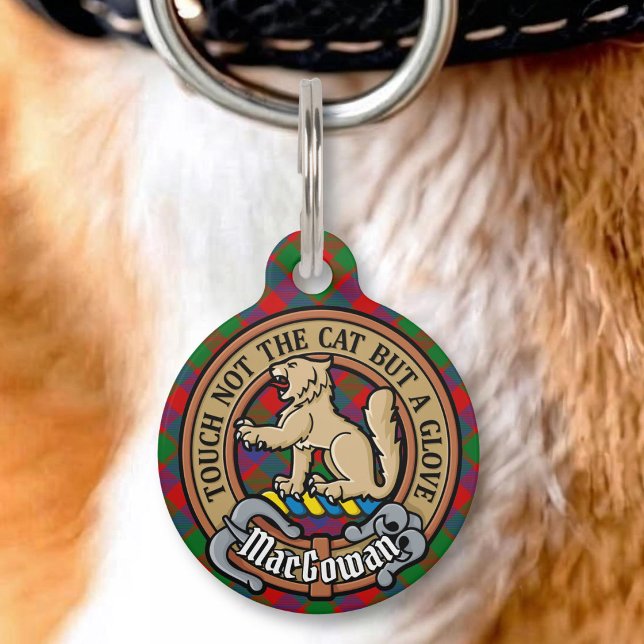 Clan MacGowan Crest over Tartan Pet Tag (Creator Uploaded)