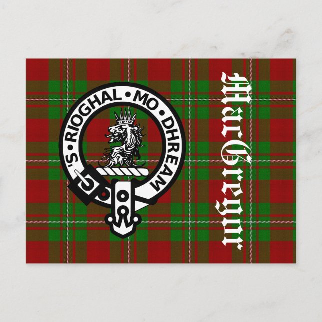 Clan MacGregor Crest Badge & Tartan Postcard (Front)