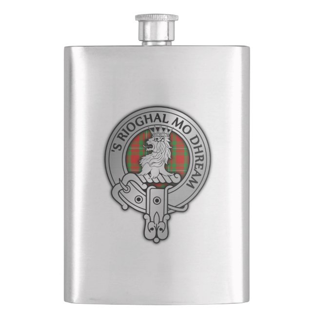 Clan MacGregor Crest & Tartan Hip Flask (Front)