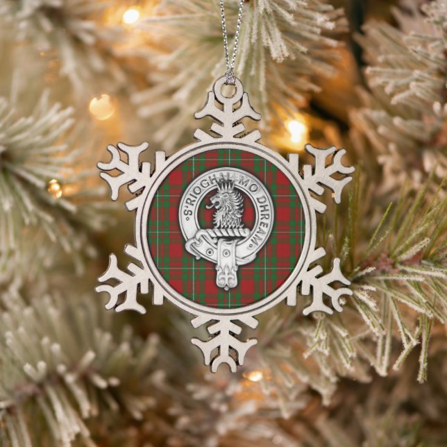 Clan MacGregor Crest & Tartan Snowflake Pewter Christmas Ornament (Tree)