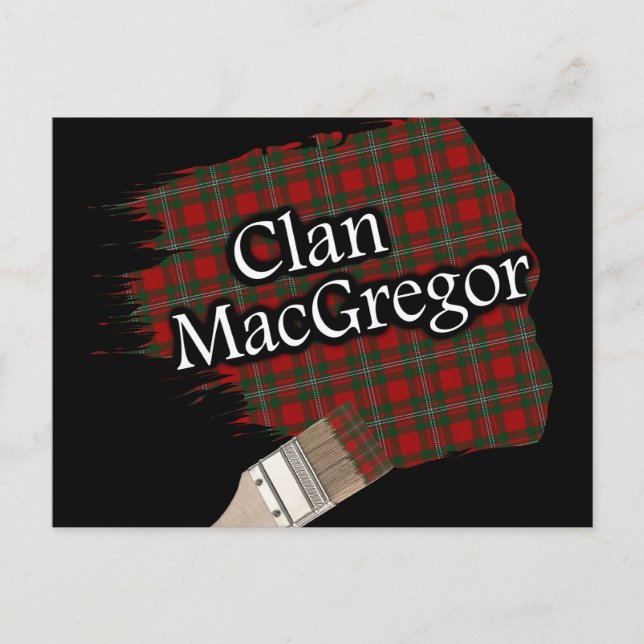 Clan MacGregor Scottish Tartan Paint Brush Postcard (Front)
