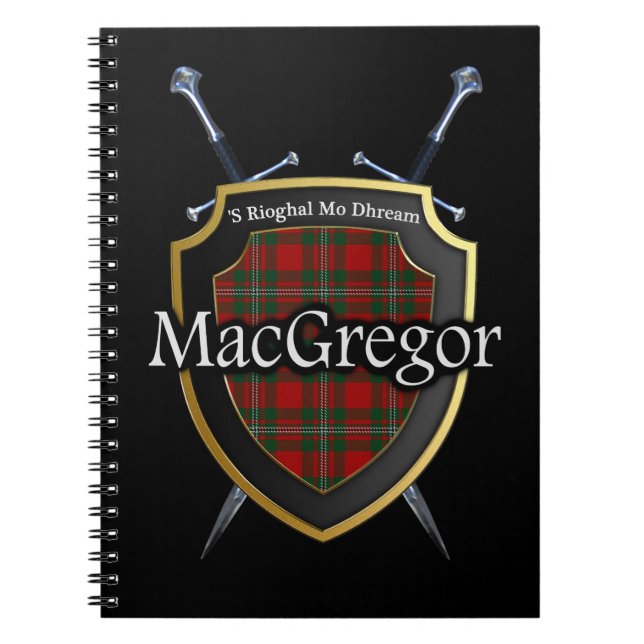 Clan MacGregor Tartan Shield & Swords Notebook (Front)