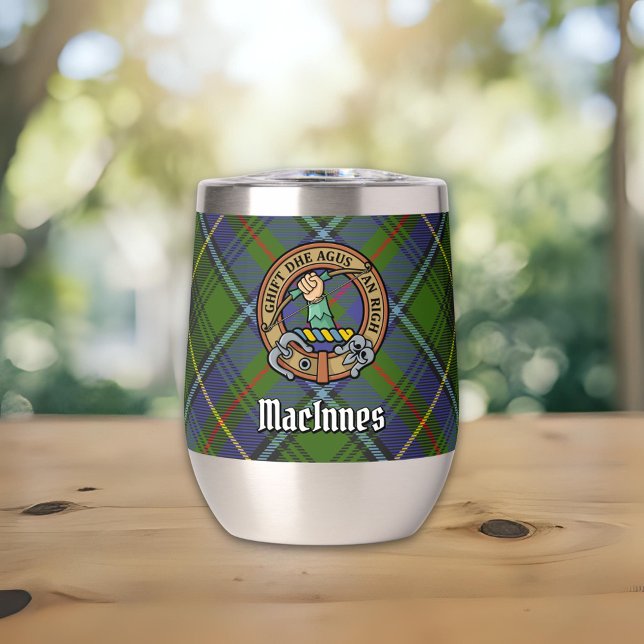 Clan MacInnes Crest over Tartan (Creator Uploaded)