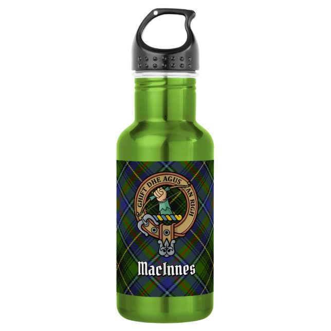 Clan MacInnes Crest over Tartan 532 Ml Water Bottle (Front)