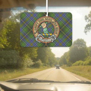 Clan MacInnes Crest over Tartan Car Air Freshener