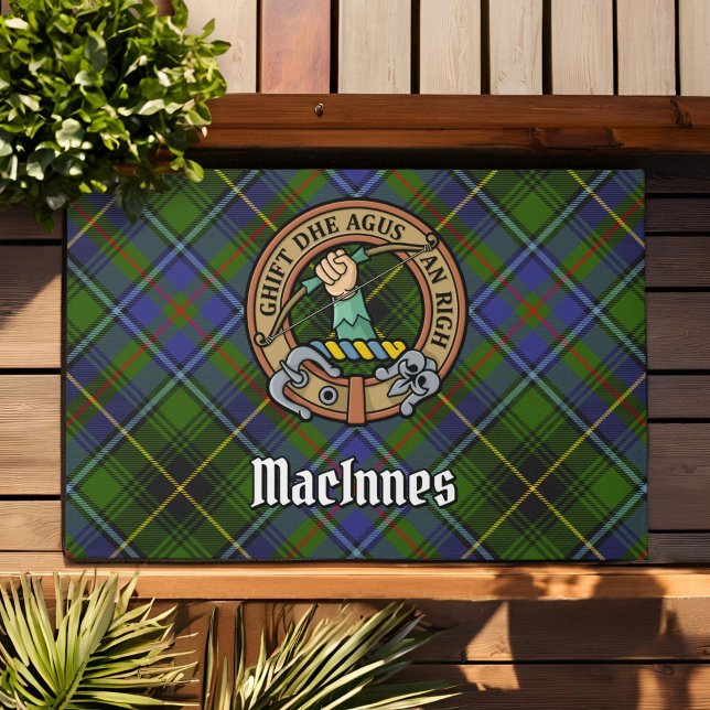 Clan MacInnes Crest over Tartan Doormat (Creator Uploaded)