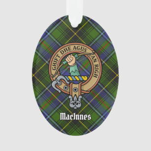 Clan MacInnes Crest over Tartan Ornament