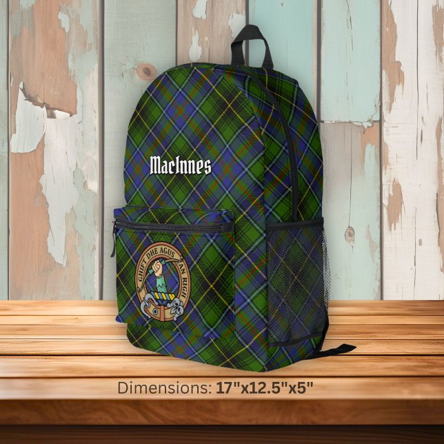 Clan MacInnes Crest over Tartan Printed Backpack (Creator Uploaded)