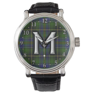 Clan MacInnes Letter M Monogram Tartan Watch