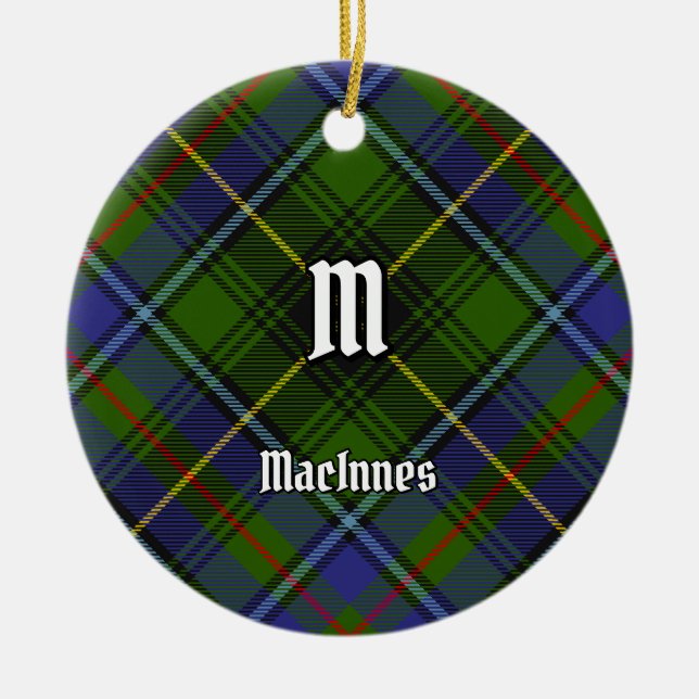 Clan MacInnes Tartan Ceramic Tree Decoration (Front)