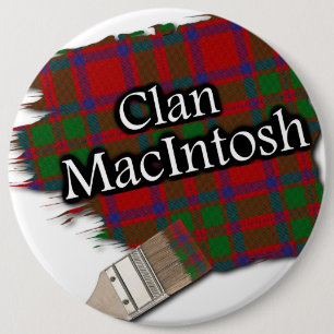 Clan MacIntosh Tartan Paint Brush 6 Cm Round Badge