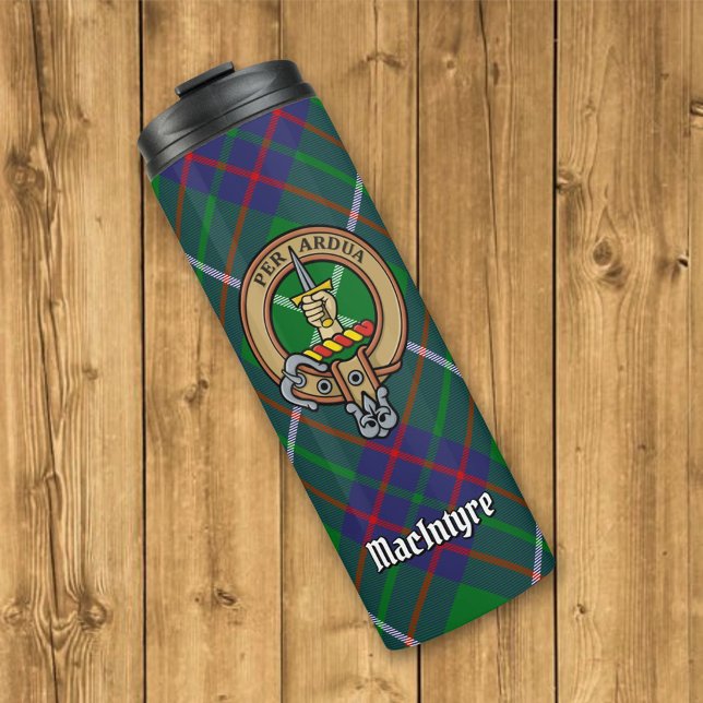 Clan MacIntyre Crest over Tartan Thermal Tumbler (Creator Uploaded)