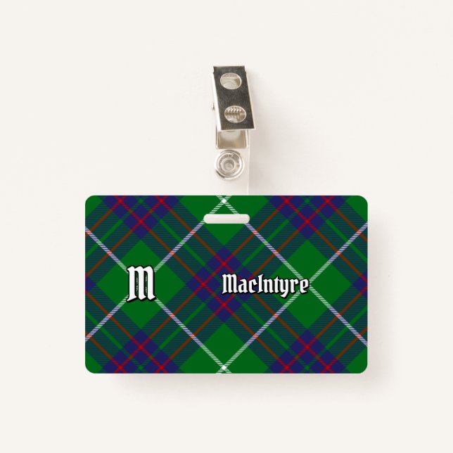 Clan MacIntyre Hunting Tartan Badge ID Badge (Front with Clip)