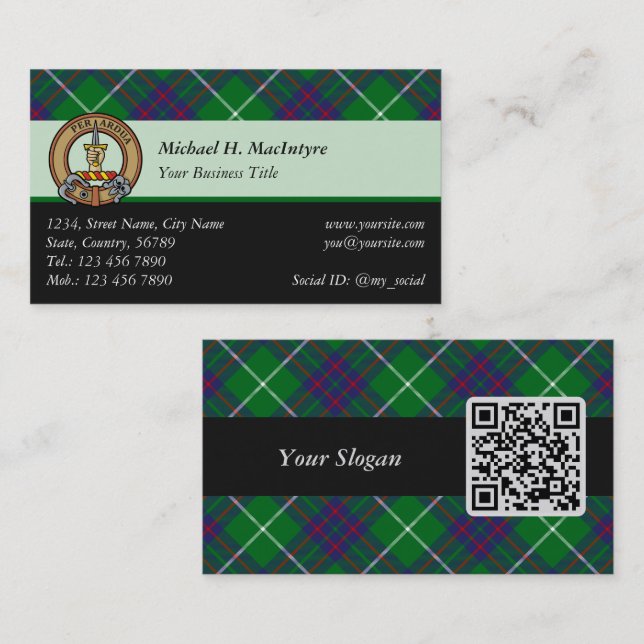Clan MacIntyre Hunting Tartan Business Card (Front/Back)