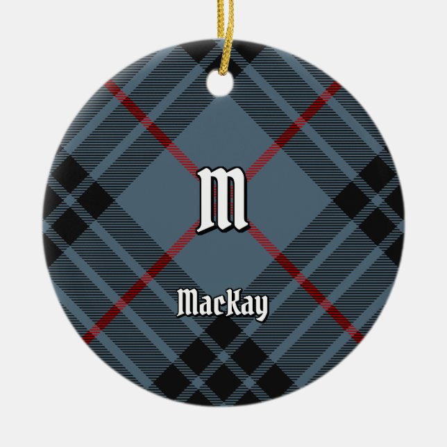 Clan MacKay Blue Tartan Ceramic Tree Decoration (Front)