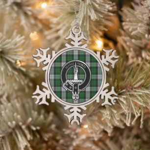 Clan MacKay Crest & Dress Tartan Snowflake Pewter Snowflake Pewter Christmas Ornament