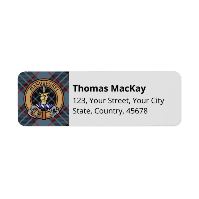 Clan MacKay Crest over Blue Tartan (Front)