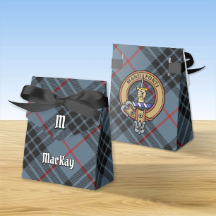 Clan MacKay Crest over Blue Tartan Favour Box
