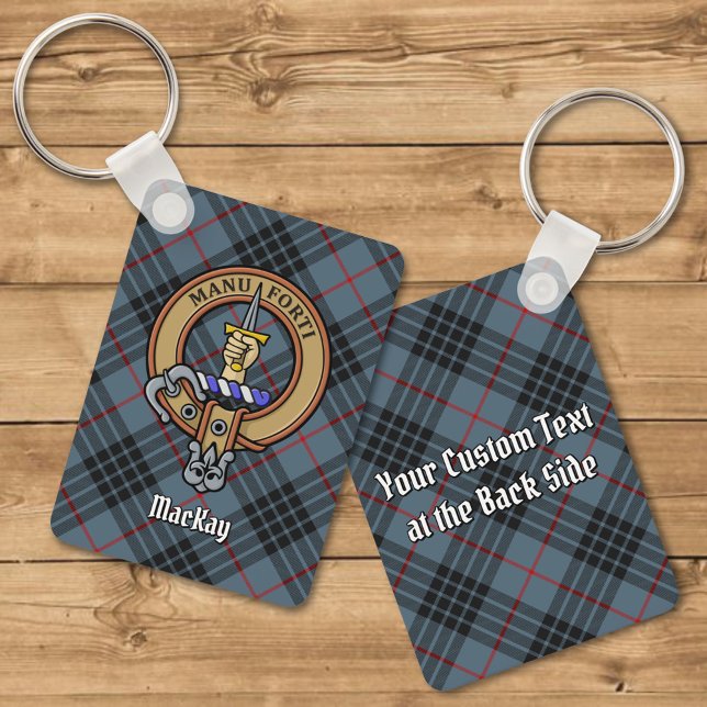 Clan MacKay Crest over Blue Tartan Key Ring (Creator Uploaded)