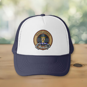 Clan MacKay Crest over Blue Tartan Trucker Hat