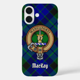 Clan MacKay Crest over Tartan iPhone 16 Case