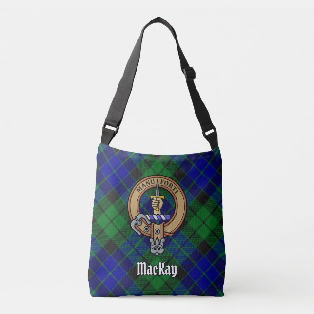Clan MacKay Crest over Tartan Crossbody Bag (Front)