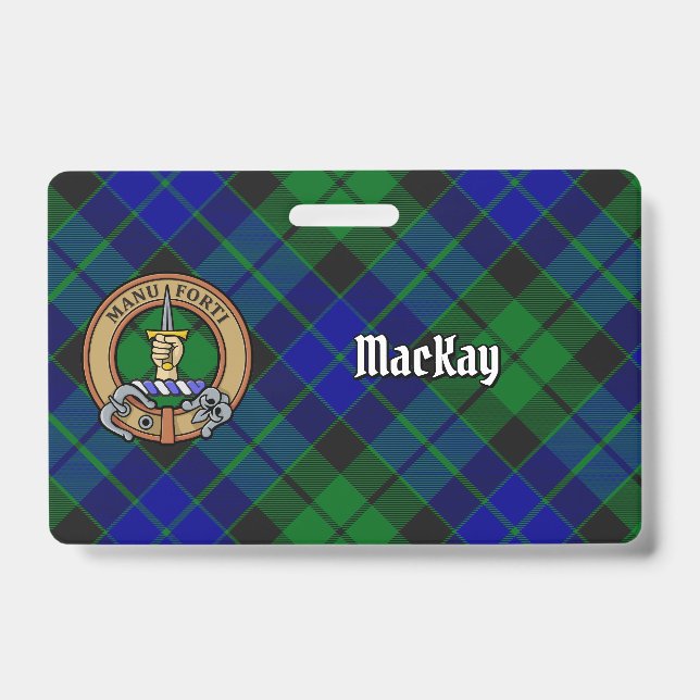 Clan MacKay Crest over Tartan ID Badge (Front)