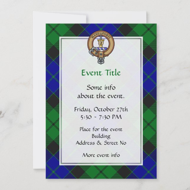 Clan MacKay Crest over Tartan Invitation (Front)