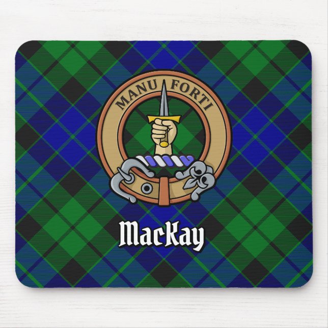 Clan MacKay Crest over Tartan Mouse Pad (Front)