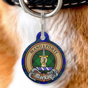 Clan MacKay Crest over Tartan Pet Tag